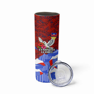 Haiti Flag Day Soul Of The Free L Union Fait La Force Skinny Tumbler Peace Dove And Power Fist Art With Hibiscus And Broken Chains