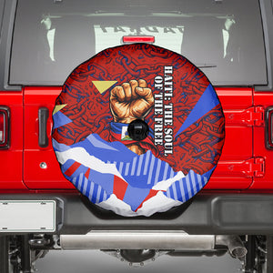 Haiti Flag Day Soul Of The Free L Union Fait La Force Spare Tire Cover Peace Dove And Power Fist Art With Hibiscus And Broken Chains