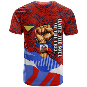 Haiti Flag Day Soul Of The Free L Union Fait La Force T shirt Peace Dove And Power Fist Art With Hibiscus And Broken Chains