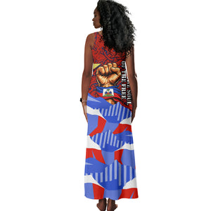 Haiti Flag Day Soul Of The Free L Union Fait La Force Tank Maxi Dress Peace Dove And Power Fist Art With Hibiscus And Broken Chains