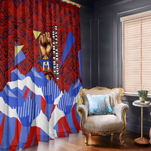 Haiti Flag Day Soul Of The Free L Union Fait La Force Window Curtain Peace Dove And Power Fist Art With Hibiscus And Broken Chains