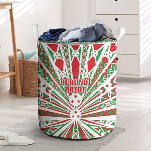 Burundi Pride Beat Of 1962 Independence Day Laundry Basket Traditional Karyenda Drummer Art With Flag Sunburst Design
