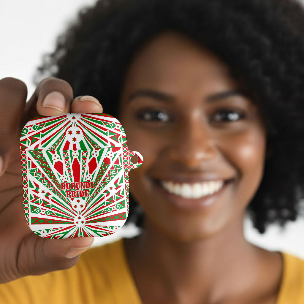 Burundi Pride Beat Of 1962 Independence Day AirPods Case Traditional Karyenda Drummer Art With Flag Sunburst Design