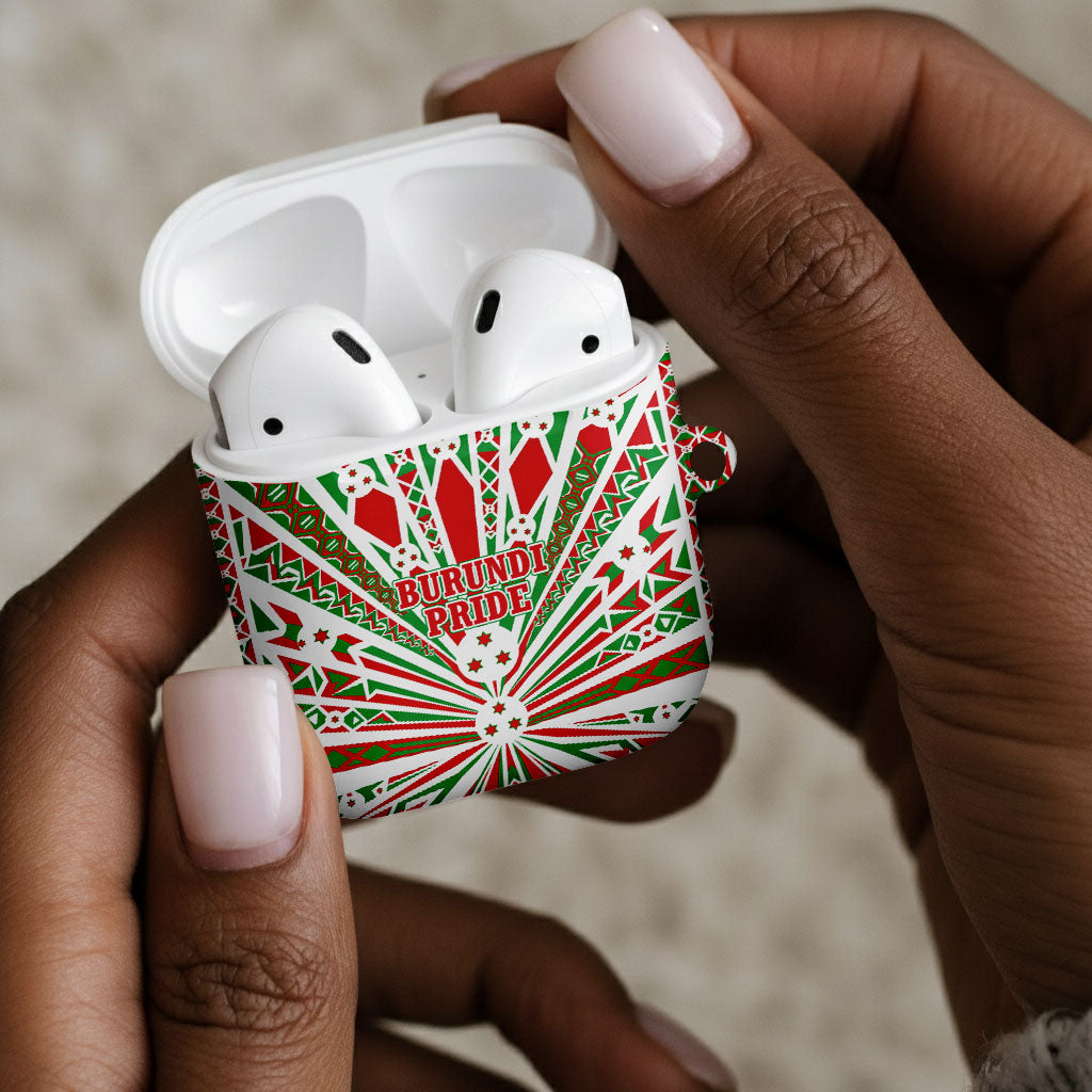 Burundi Pride Beat Of 1962 Independence Day AirPods Case Traditional Karyenda Drummer Art With Flag Sunburst Design