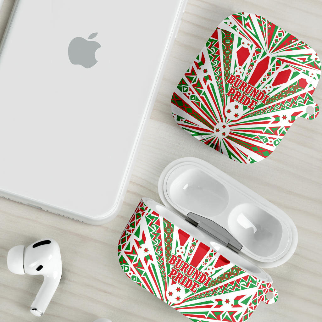 Burundi Pride Beat Of 1962 Independence Day AirPods Case Traditional Karyenda Drummer Art With Flag Sunburst Design