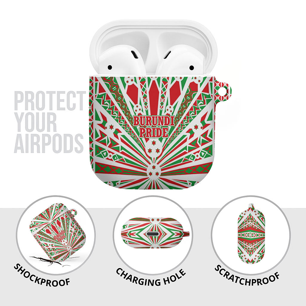 Burundi Pride Beat Of 1962 Independence Day AirPods Case Traditional Karyenda Drummer Art With Flag Sunburst Design