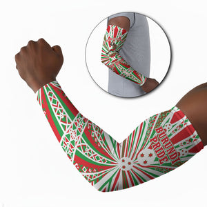 Burundi Pride Beat Of 1962 Independence Day Arm Sleeves Traditional Karyenda Drummer Art With Flag Sunburst Design