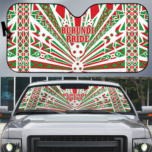 Burundi Pride Beat Of 1962 Independence Day Auto Sun Shade Traditional Karyenda Drummer Art With Flag Sunburst Design