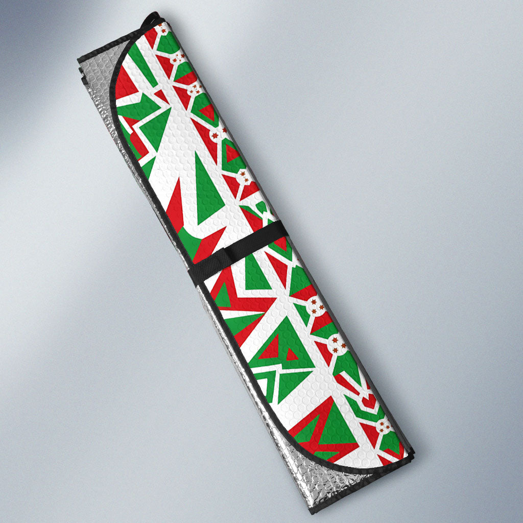 Burundi Pride Beat Of 1962 Independence Day Auto Sun Shade Traditional Karyenda Drummer Art With Flag Sunburst Design
