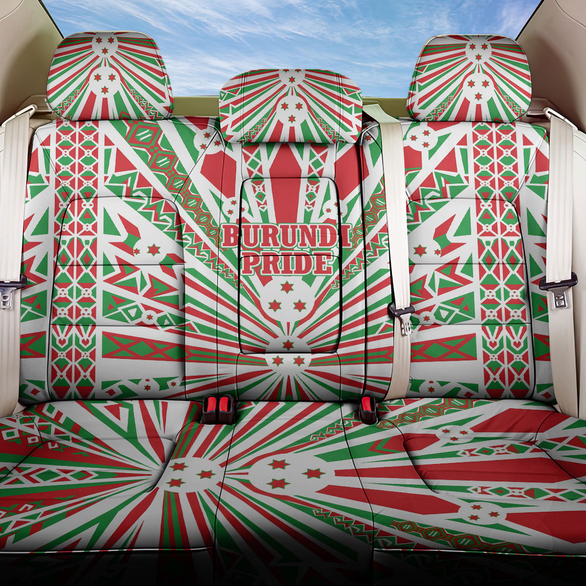Burundi Pride Beat Of 1962 Independence Day Back Car Seat Cover Traditional Karyenda Drummer Art With Flag Sunburst Design