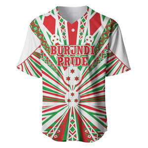 Burundi Pride Beat Of 1962 Independence Day Baseball Jersey Traditional Karyenda Drummer Art With Flag Sunburst Design