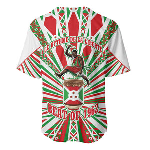 Burundi Pride Beat Of 1962 Independence Day Baseball Jersey Traditional Karyenda Drummer Art With Flag Sunburst Design