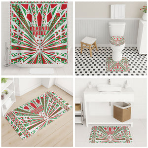 Burundi Pride Beat Of 1962 Independence Day Bathroom Set Traditional Karyenda Drummer Art With Flag Sunburst Design