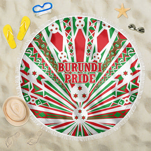 Burundi Pride Beat Of 1962 Independence Day Beach Blanket Traditional Karyenda Drummer Art With Flag Sunburst Design