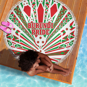 Burundi Pride Beat Of 1962 Independence Day Beach Blanket Traditional Karyenda Drummer Art With Flag Sunburst Design