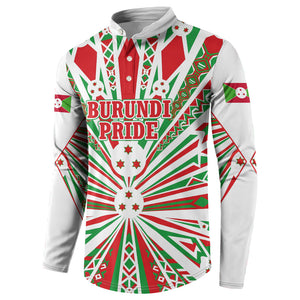 Burundi Pride Beat Of 1962 Independence Day Button Sweatshirt Traditional Karyenda Drummer Art With Flag Sunburst Design