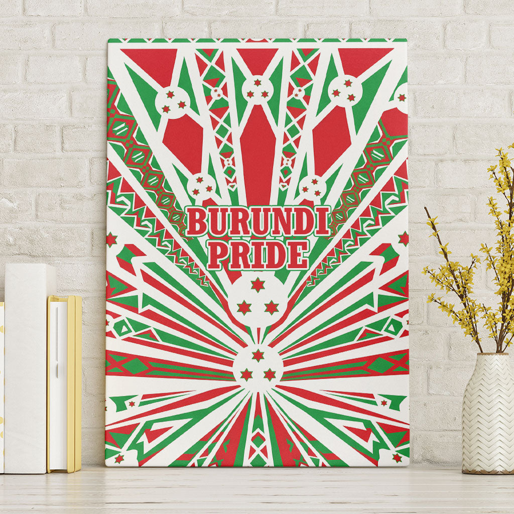 Burundi Pride Beat Of 1962 Independence Day Canvas Wall Art Traditional Karyenda Drummer Art With Flag Sunburst Design