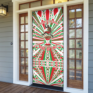 Burundi Pride Beat Of 1962 Independence Day Door Cover Traditional Karyenda Drummer Art With Flag Sunburst Design