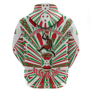 Burundi Pride Beat Of 1962 Independence Day Hoodie Traditional Karyenda Drummer Art With Flag Sunburst Design