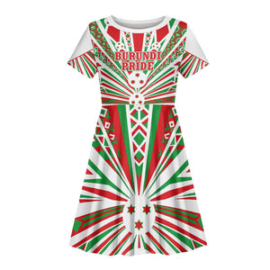 Burundi Pride Beat Of 1962 Independence Day Kid Short Sleeve Dress Traditional Karyenda Drummer Art With Flag Sunburst Design