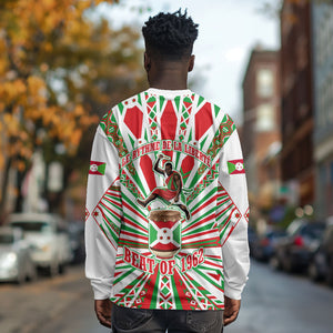 Burundi Pride Beat Of 1962 Independence Day Long Sleeve Shirt Traditional Karyenda Drummer Art With Flag Sunburst Design