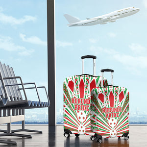 Burundi Pride Beat Of 1962 Independence Day Luggage Cover Traditional Karyenda Drummer Art With Flag Sunburst Design