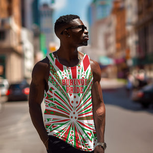 Burundi Pride Beat Of 1962 Independence Day Men Tank Top Traditional Karyenda Drummer Art With Flag Sunburst Design