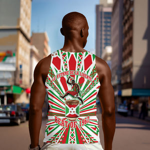 Burundi Pride Beat Of 1962 Independence Day Men Tank Top Traditional Karyenda Drummer Art With Flag Sunburst Design
