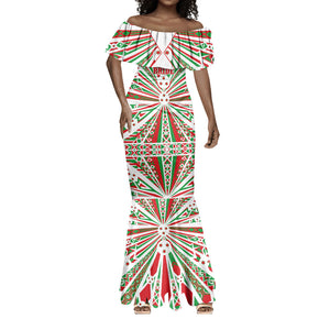 Burundi Pride Beat Of 1962 Independence Day Mermaid Dress Traditional Karyenda Drummer Art With Flag Sunburst Design