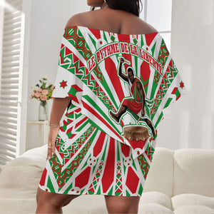 Burundi Pride Beat Of 1962 Independence Day Off Shoulder Short Dress Traditional Karyenda Drummer Art With Flag Sunburst Design