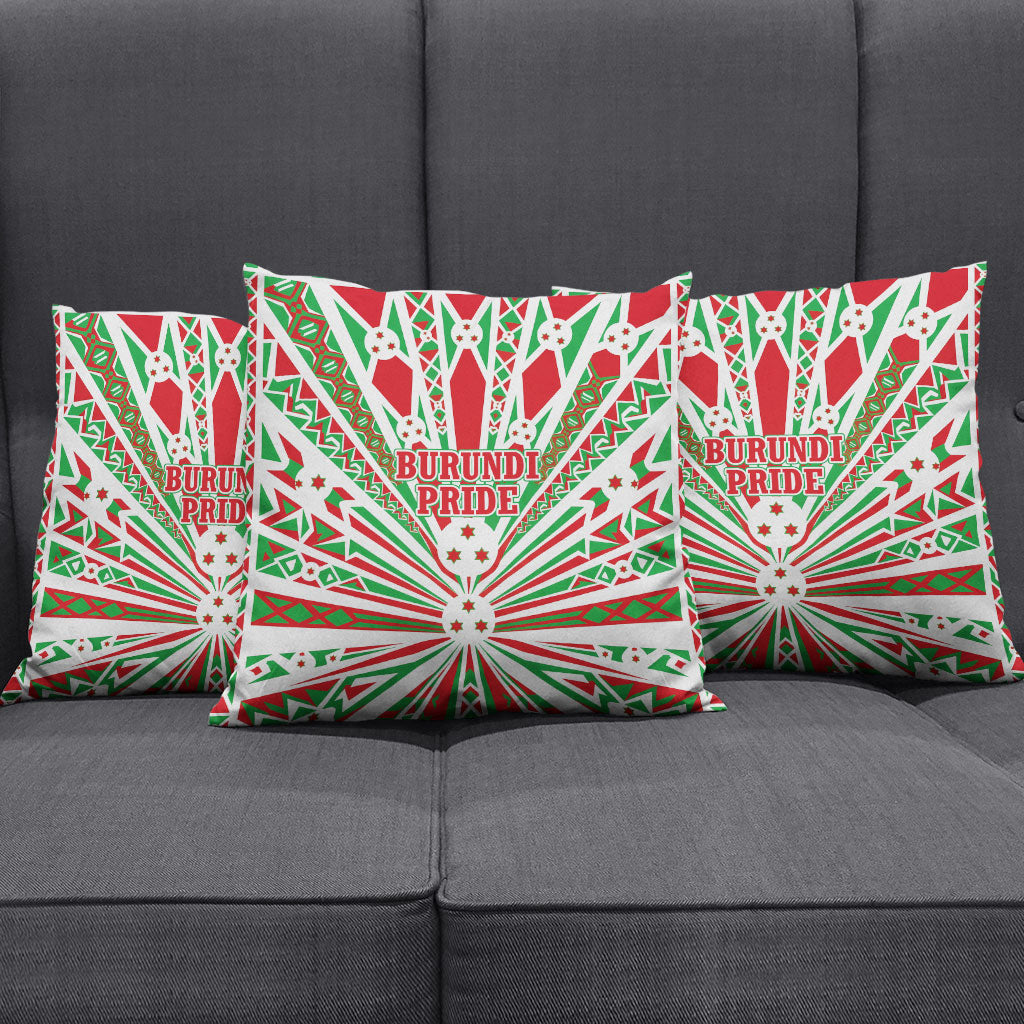 Burundi Pride Beat Of 1962 Independence Day Pillow Cover Traditional Karyenda Drummer Art With Flag Sunburst Design