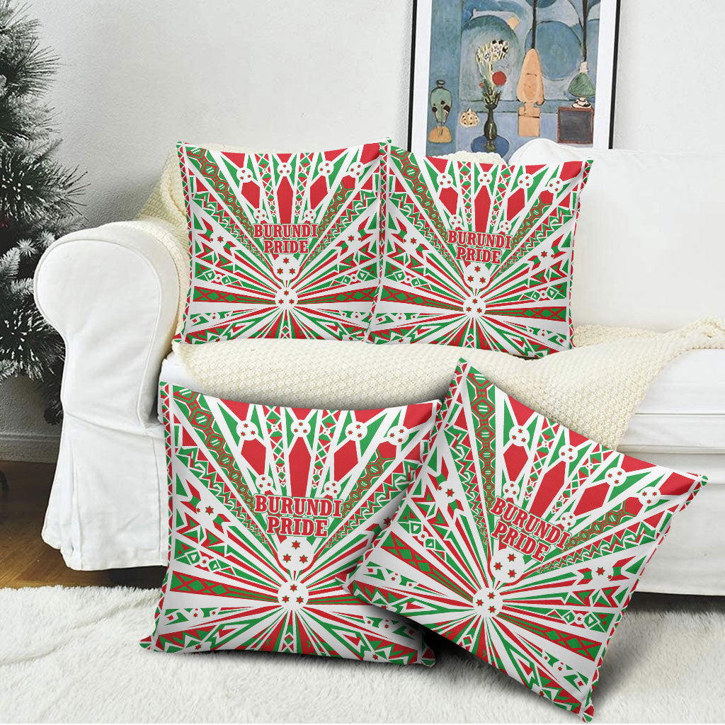 Burundi Pride Beat Of 1962 Independence Day Pillow Cover Traditional Karyenda Drummer Art With Flag Sunburst Design