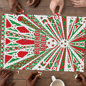 Burundi Pride Beat Of 1962 Independence Day Puzzle Traditional Karyenda Drummer Art With Flag Sunburst Design