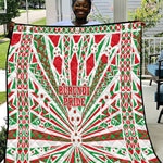 Burundi Pride Beat Of 1962 Independence Day Quilt Traditional Karyenda Drummer Art With Flag Sunburst Design