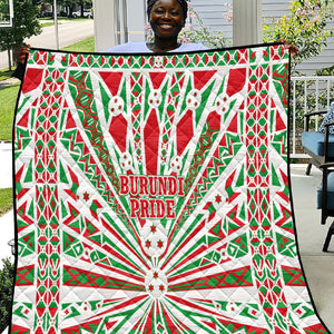Burundi Pride Beat Of 1962 Independence Day Quilt Traditional Karyenda Drummer Art With Flag Sunburst Design