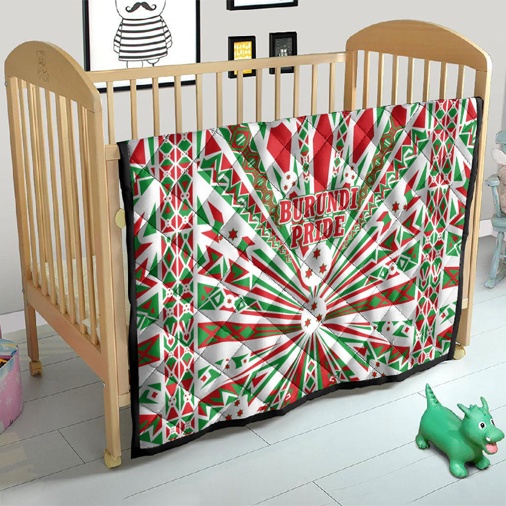 Burundi Pride Beat Of 1962 Independence Day Quilt Traditional Karyenda Drummer Art With Flag Sunburst Design