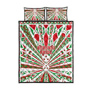 Burundi Pride Beat Of 1962 Independence Day Quilt Bed Set Traditional Karyenda Drummer Art With Flag Sunburst Design