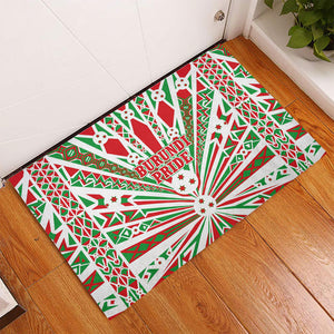 Burundi Pride Beat Of 1962 Independence Day Rubber Doormat Traditional Karyenda Drummer Art With Flag Sunburst Design