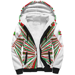 Burundi Pride Beat Of 1962 Independence Day Sherpa Hoodie Traditional Karyenda Drummer Art With Flag Sunburst Design