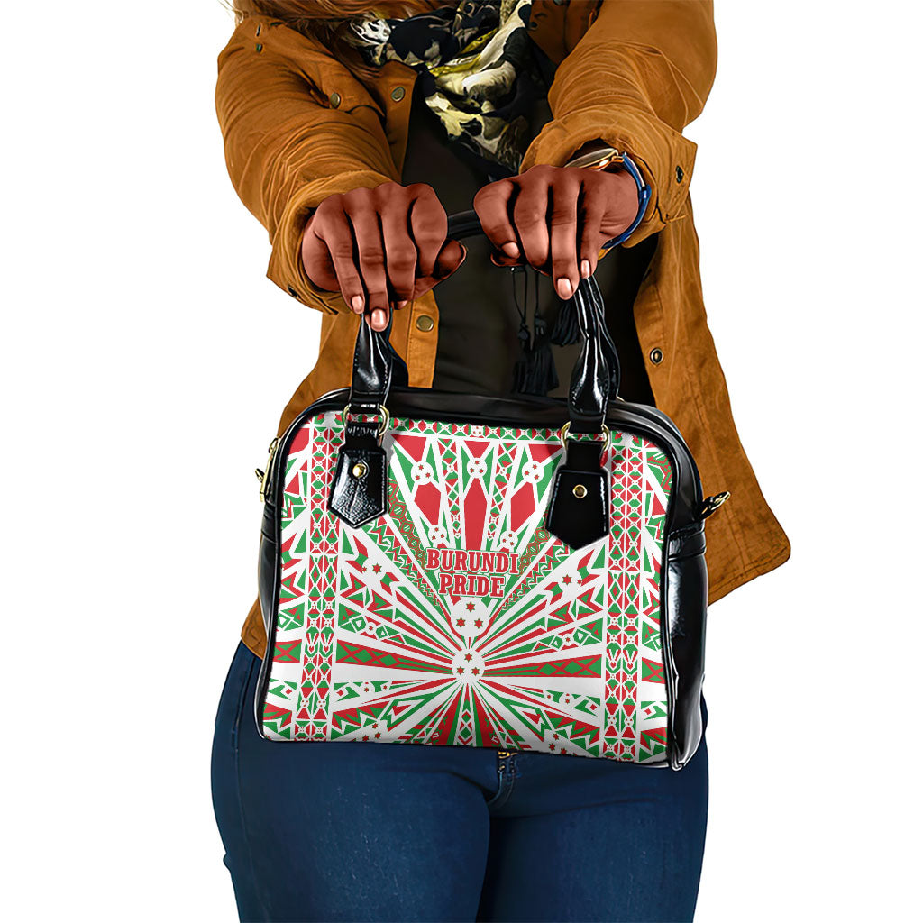 Burundi Pride Beat Of 1962 Independence Day Shoulder Handbag Traditional Karyenda Drummer Art With Flag Sunburst Design