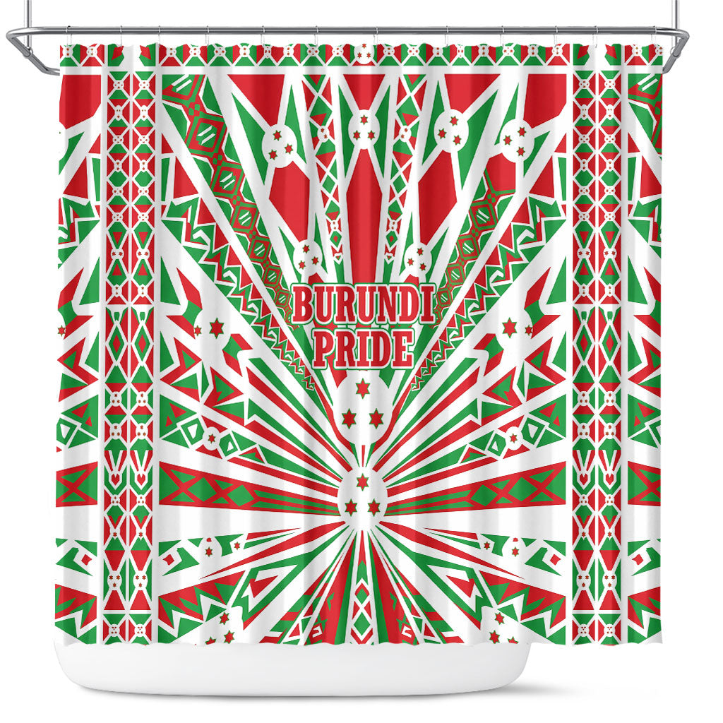 Burundi Pride Beat Of 1962 Independence Day Shower Curtain Traditional Karyenda Drummer Art With Flag Sunburst Design