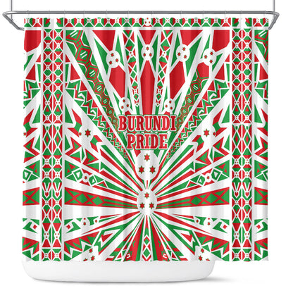 Burundi Pride Beat Of 1962 Independence Day Shower Curtain Traditional Karyenda Drummer Art With Flag Sunburst Design