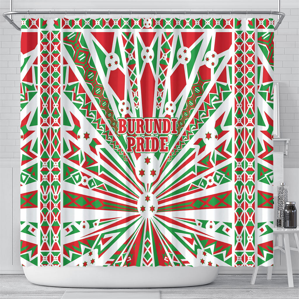 Burundi Pride Beat Of 1962 Independence Day Shower Curtain Traditional Karyenda Drummer Art With Flag Sunburst Design