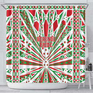 Burundi Pride Beat Of 1962 Independence Day Shower Curtain Traditional Karyenda Drummer Art With Flag Sunburst Design