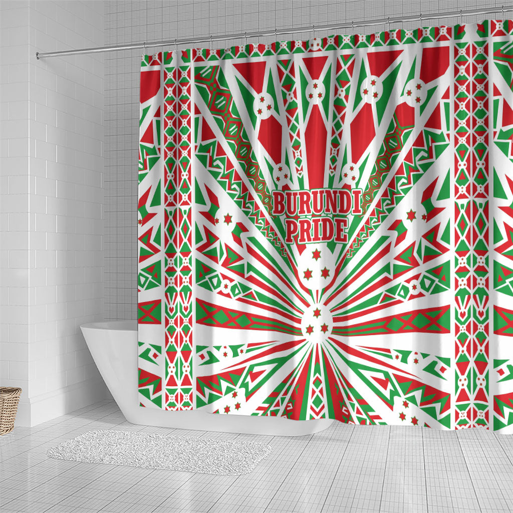 Burundi Pride Beat Of 1962 Independence Day Shower Curtain Traditional Karyenda Drummer Art With Flag Sunburst Design