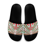 Burundi Pride Beat Of 1962 Independence Day Slide Sandals Traditional Karyenda Drummer Art With Flag Sunburst Design