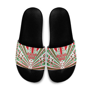 Burundi Pride Beat Of 1962 Independence Day Slide Sandals Traditional Karyenda Drummer Art With Flag Sunburst Design