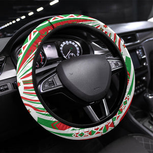 Burundi Pride Beat Of 1962 Independence Day Steering Wheel Cover Traditional Karyenda Drummer Art With Flag Sunburst Design