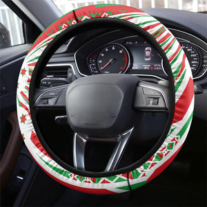 Burundi Pride Beat Of 1962 Independence Day Steering Wheel Cover Traditional Karyenda Drummer Art With Flag Sunburst Design