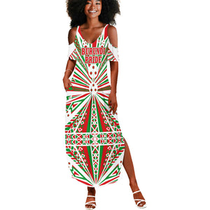 Burundi Pride Beat Of 1962 Independence Day Summer Maxi Dress Traditional Karyenda Drummer Art With Flag Sunburst Design